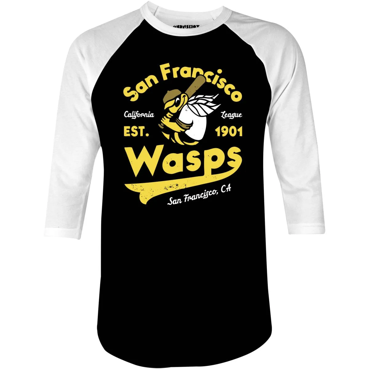 San Francisco Wasps - California - Vintage Defunct Baseball Teams - 3/4 Sleeve Raglan T-Shirt