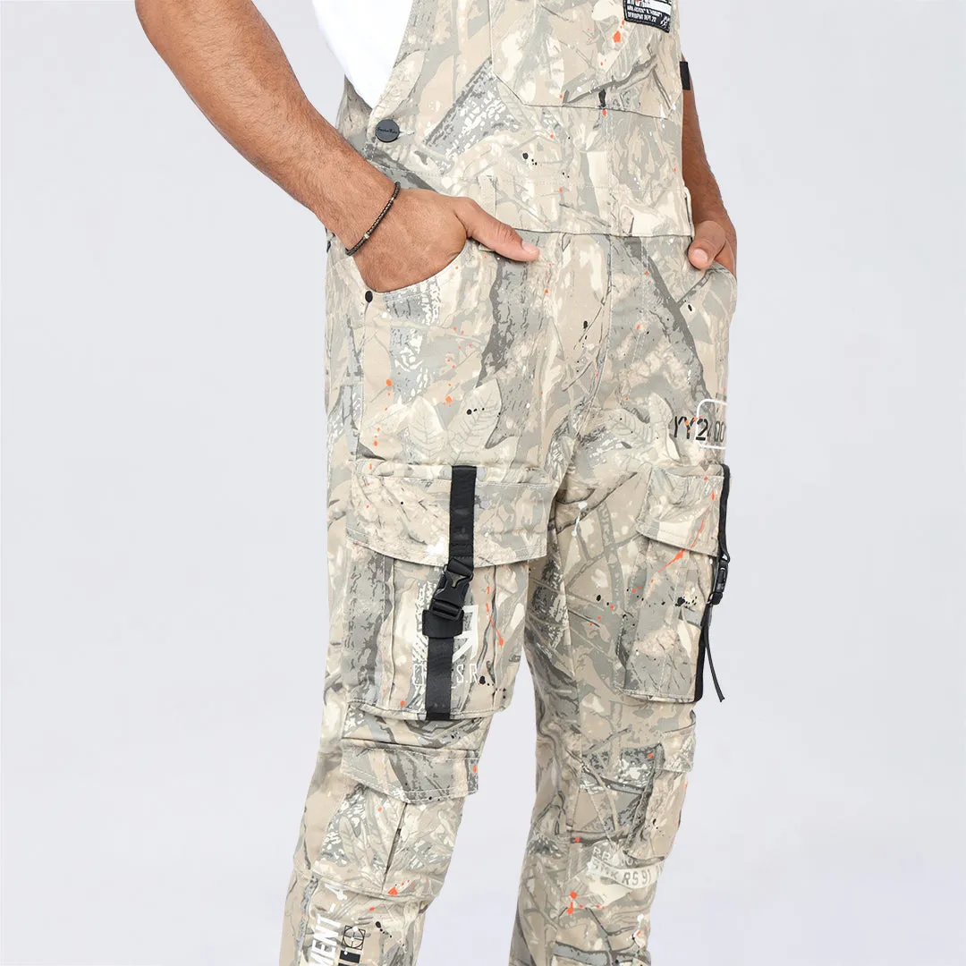 Slim Tapered Utility Twill Overalls - Khaki Hunting Camo