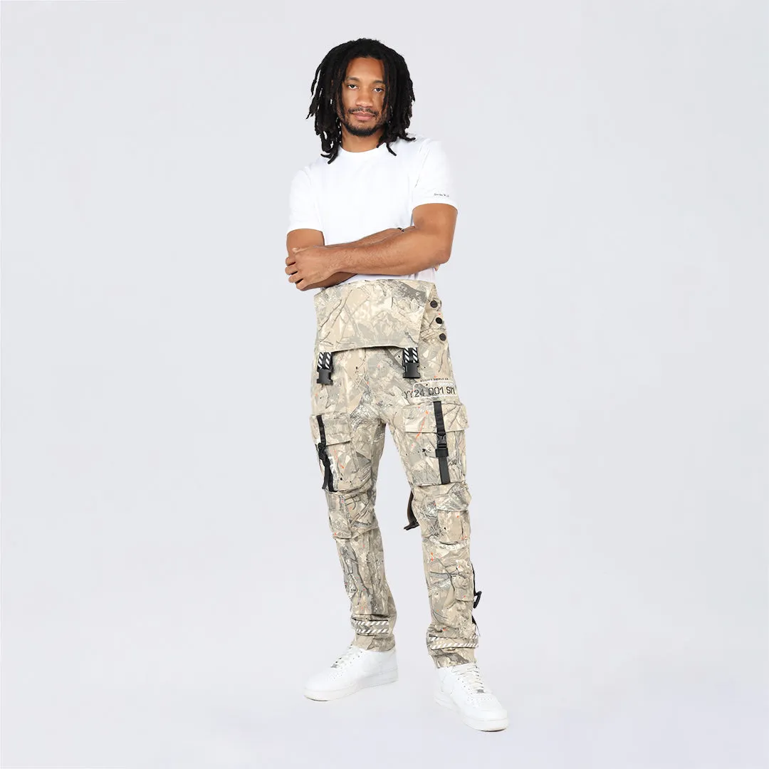 Slim Tapered Utility Twill Overalls - Khaki Hunting Camo