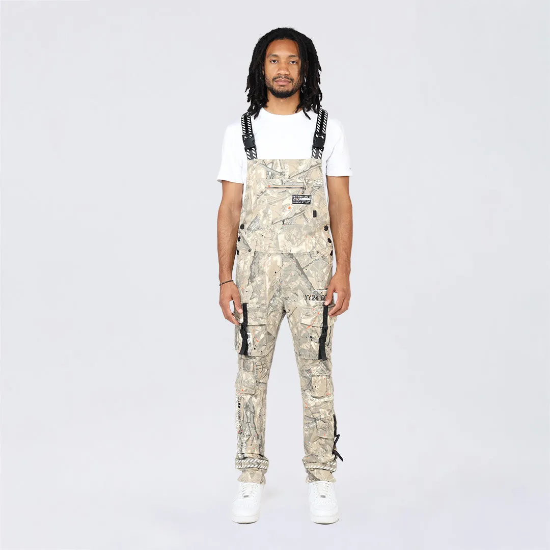 Slim Tapered Utility Twill Overalls - Khaki Hunting Camo