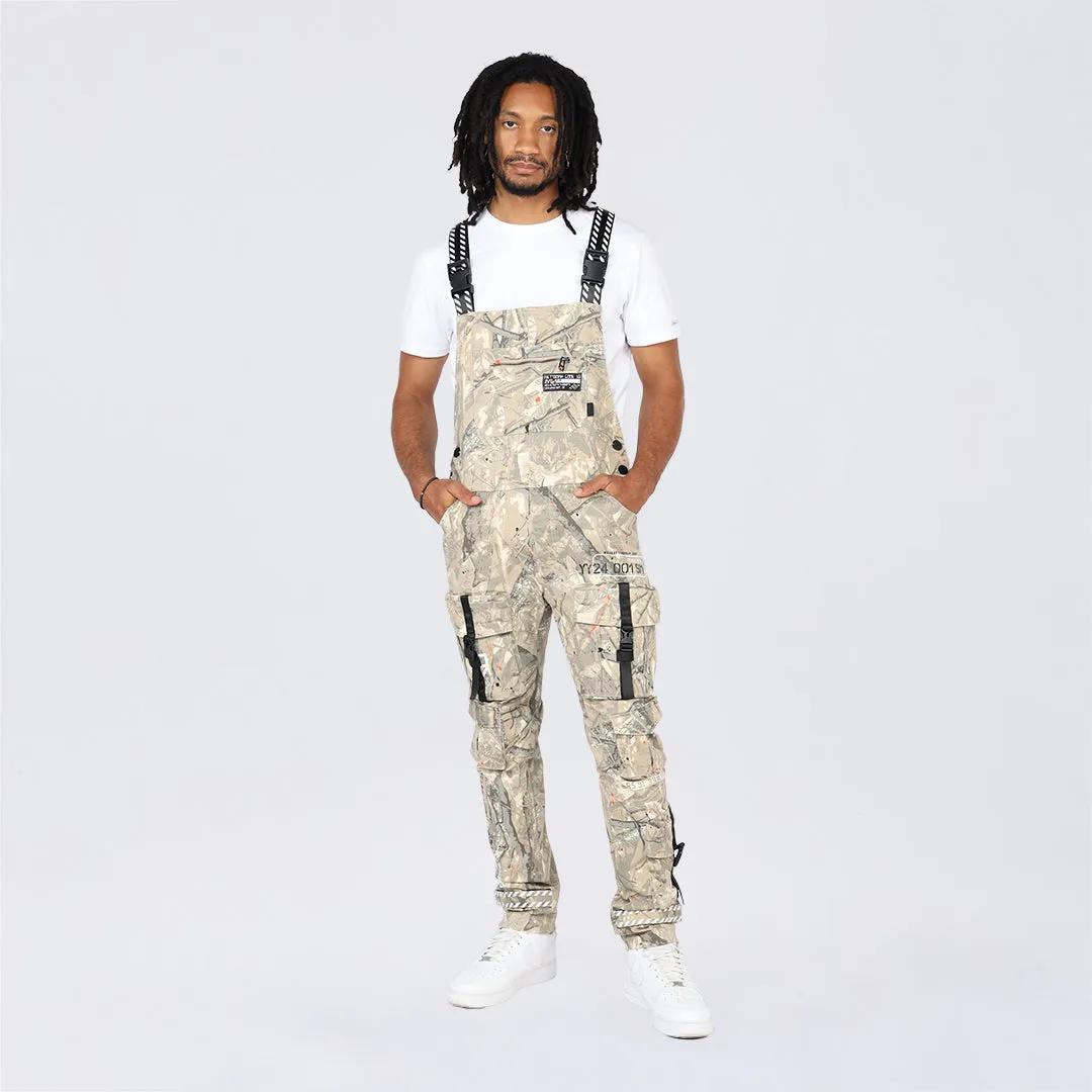 Slim Tapered Utility Twill Overalls - Khaki Hunting Camo