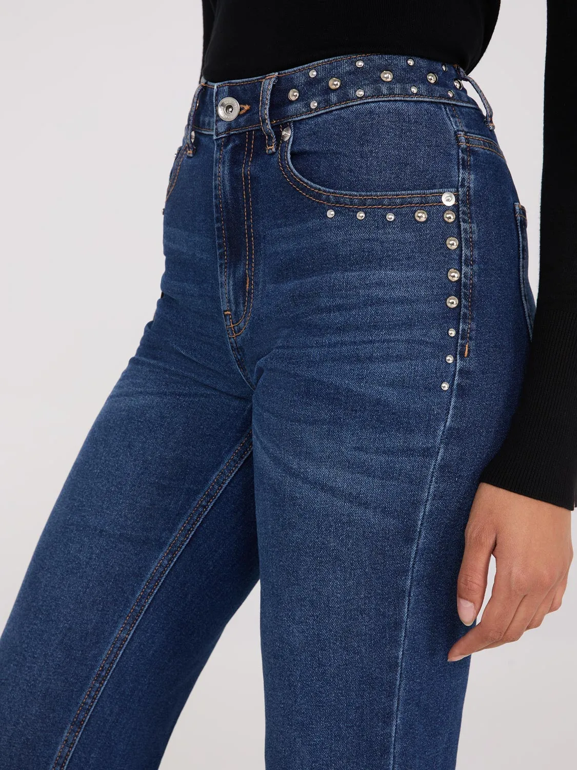 Studded Straight Leg Jeans