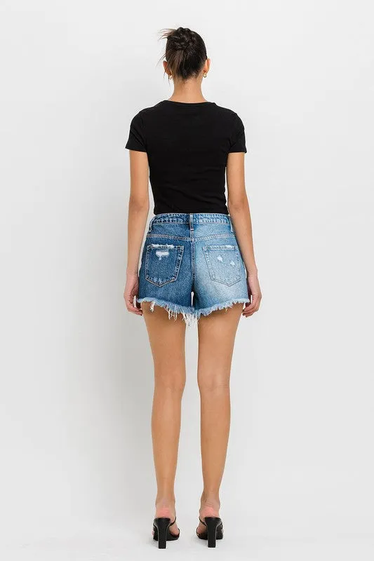 Super High Rise Two Tone Denim Shorts