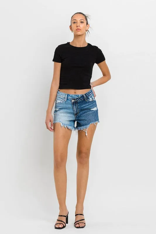 Super High Rise Two Tone Denim Shorts