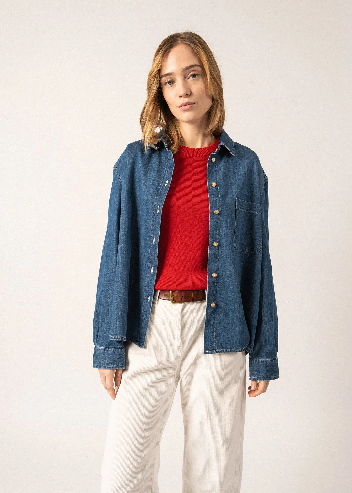 Téa Denim Shirt - chest pocket, long sleeves (COOPER JEAN)