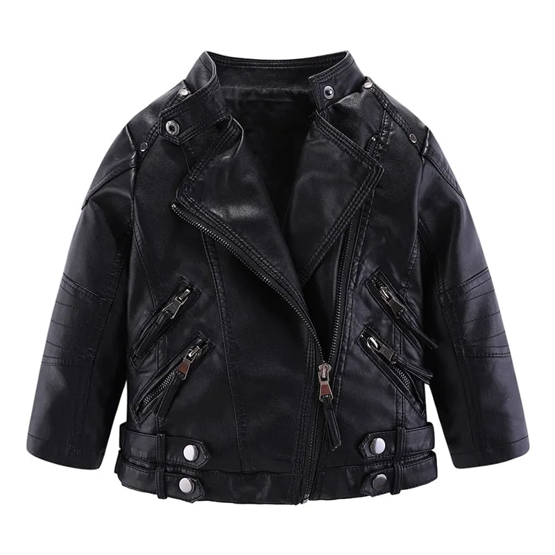 Thick Double Zipper Leather Jacket