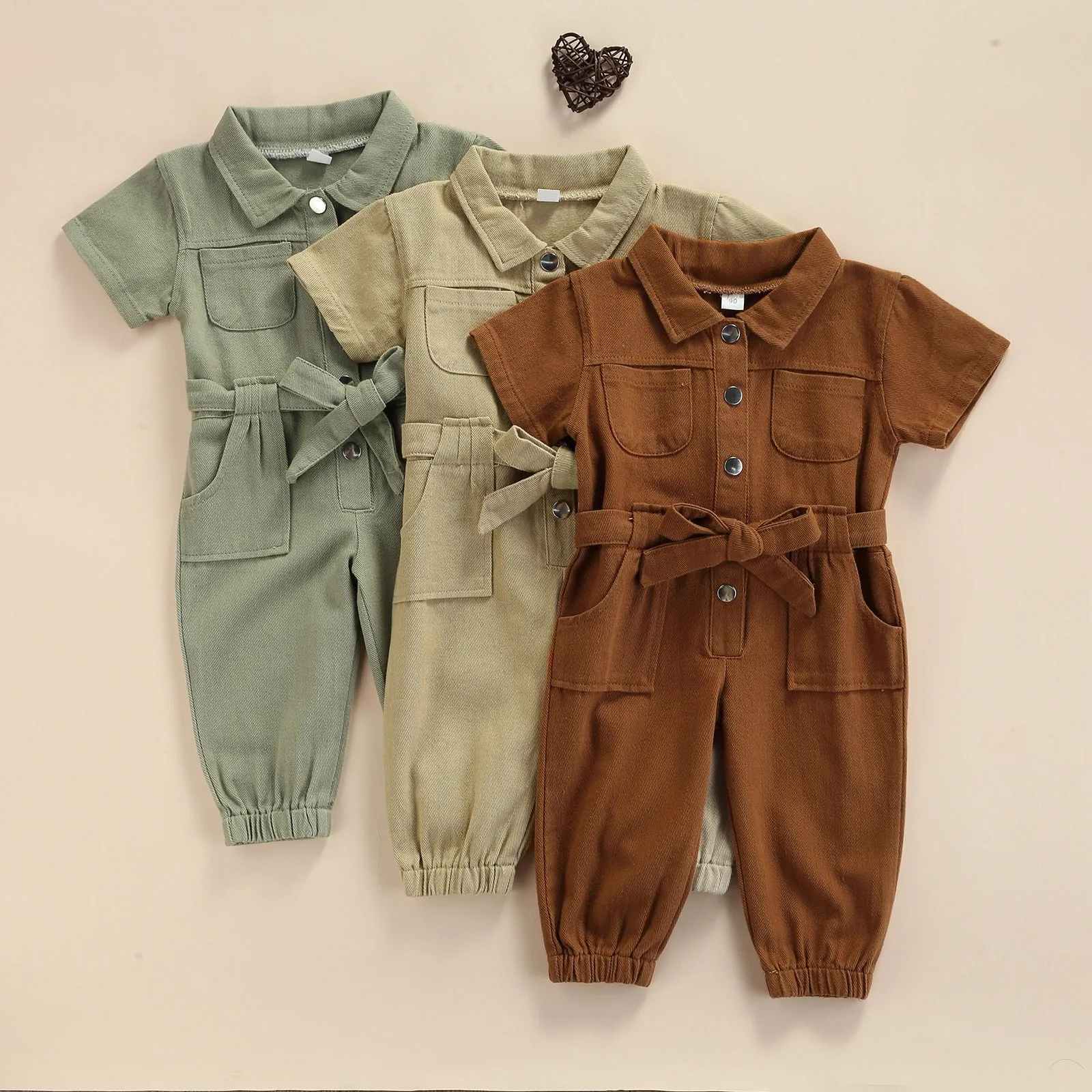 Toddler Girls Casual Short Sleeve Jumpsuit