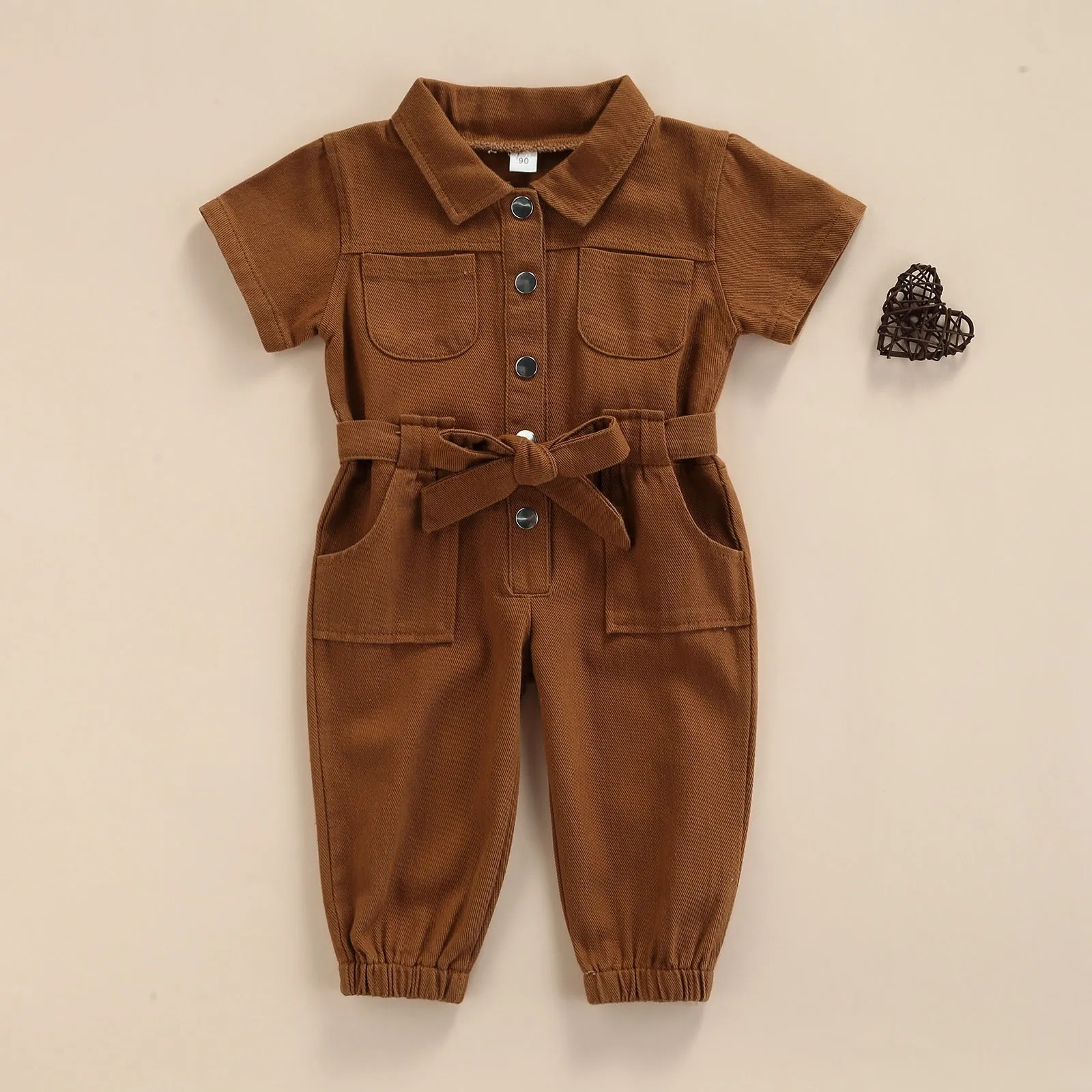 Toddler Girls Casual Short Sleeve Jumpsuit