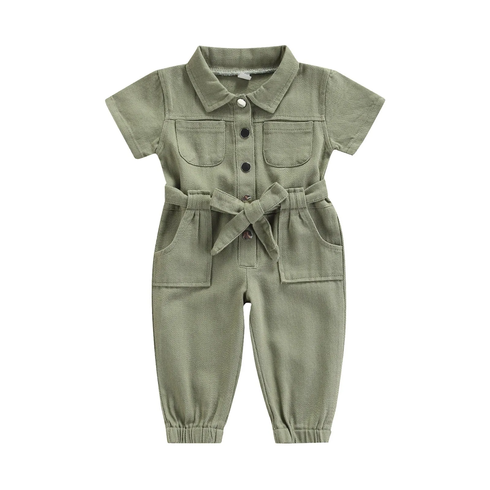 Toddler Girls Casual Short Sleeve Jumpsuit