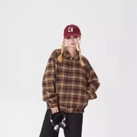 Toleet fall outfits men Plaid Khaki Double-Sided Coat Men's and Women's Autumn and Winter Youth Fashionable Baseball Uniform Jacket