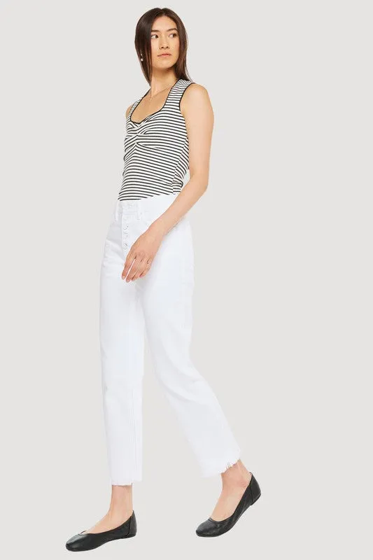 White High Rise Straight Jeans