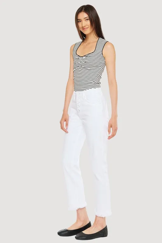 White High Rise Straight Jeans