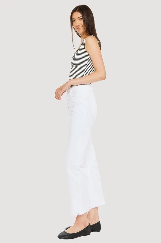 White High Rise Straight Jeans