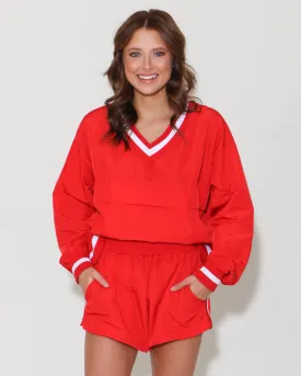 Windbreaker Top and Shorts Set in Red