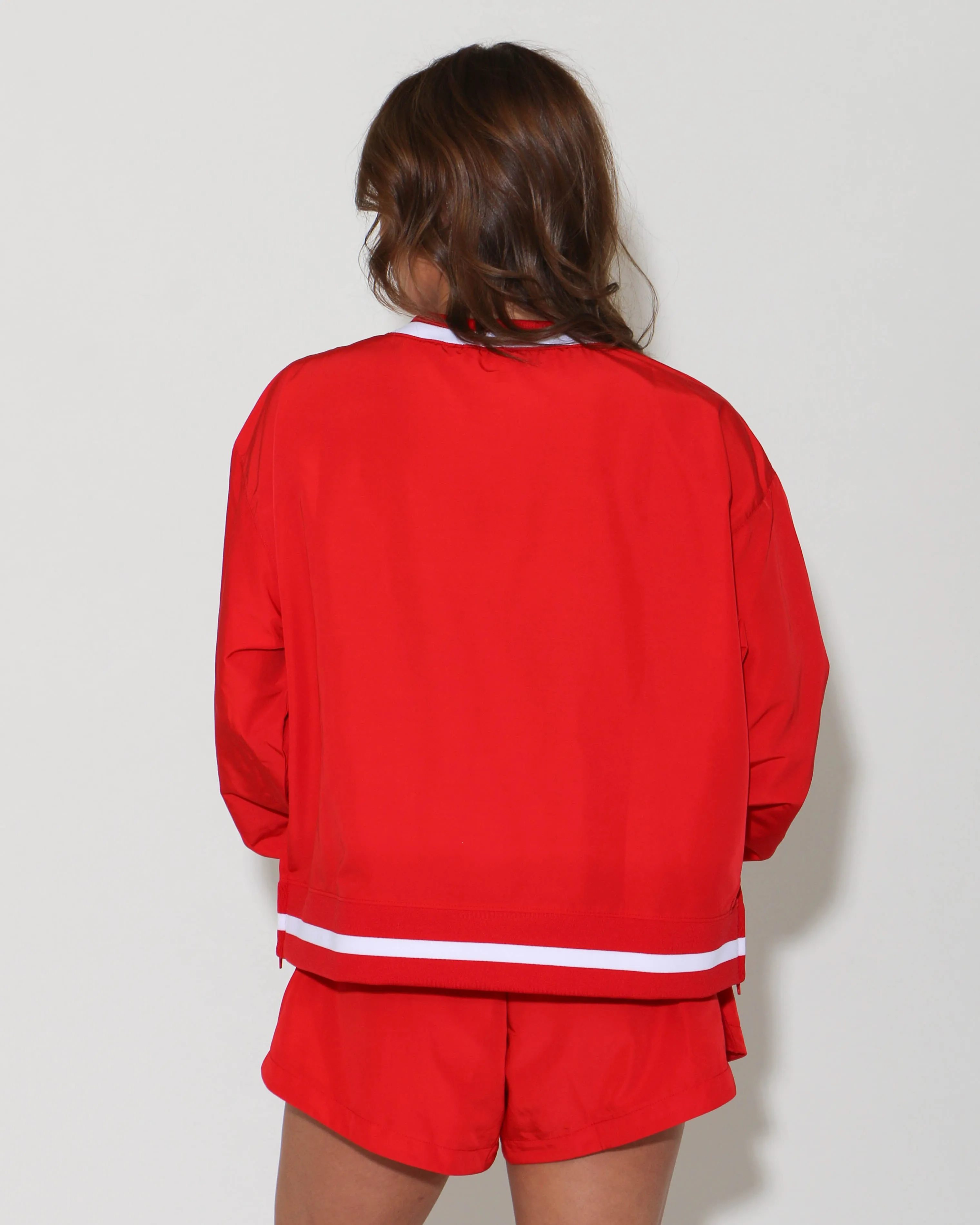 Windbreaker Top and Shorts Set in Red