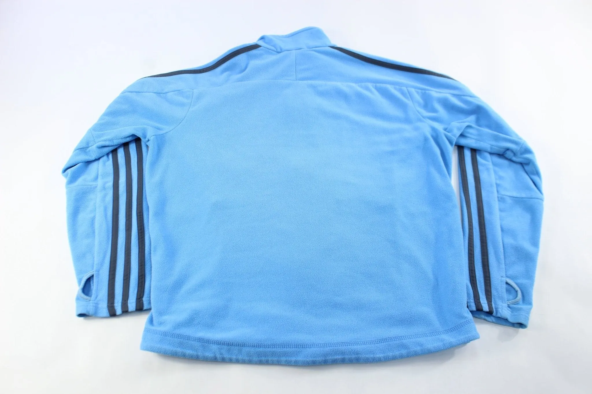 Women's Adidas Embroidered Logo Light Blue & Grey Striped Jacket