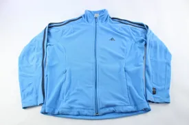 Women's Adidas Embroidered Logo Light Blue & Grey Striped Jacket