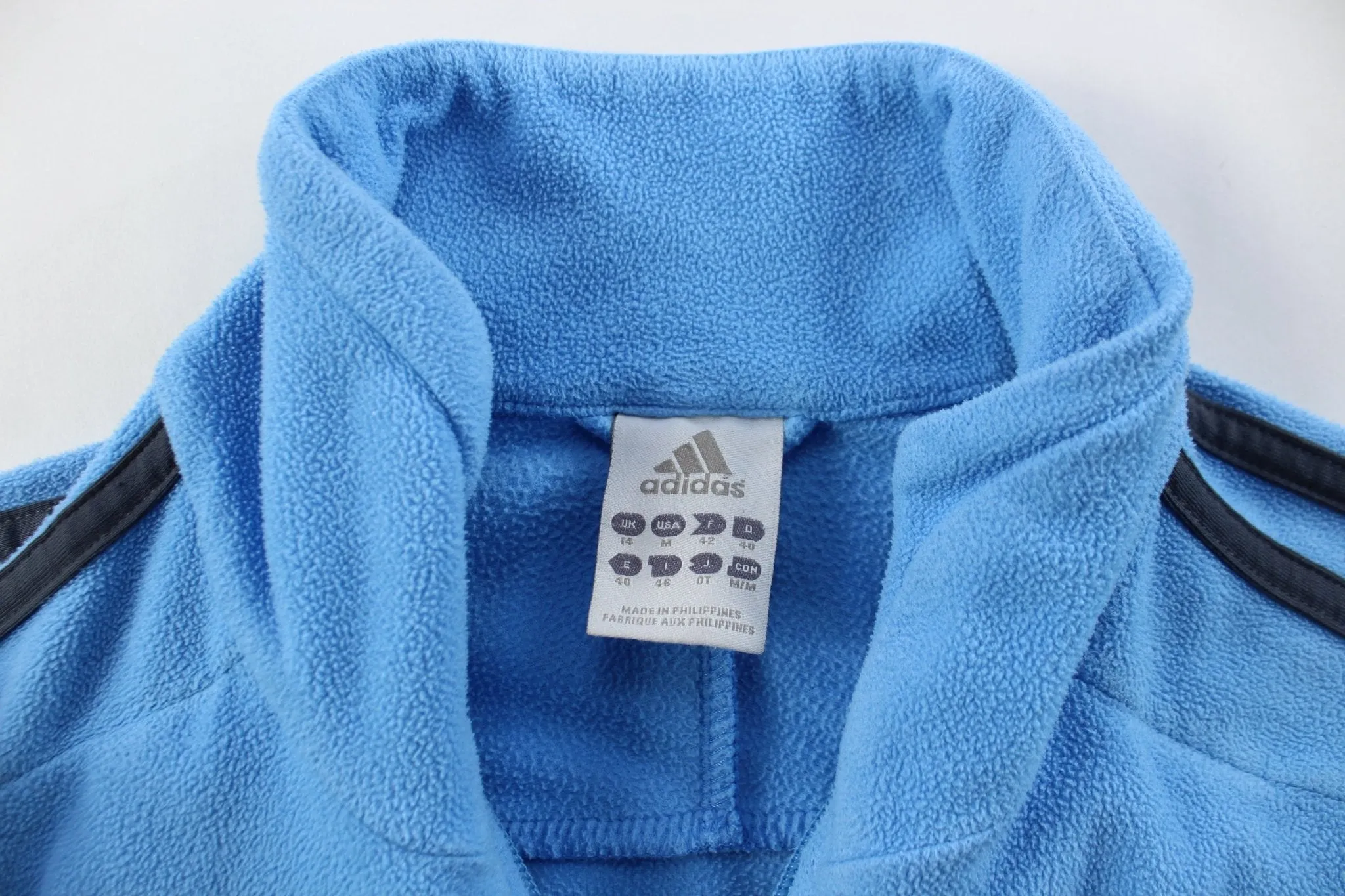 Women's Adidas Embroidered Logo Light Blue & Grey Striped Jacket