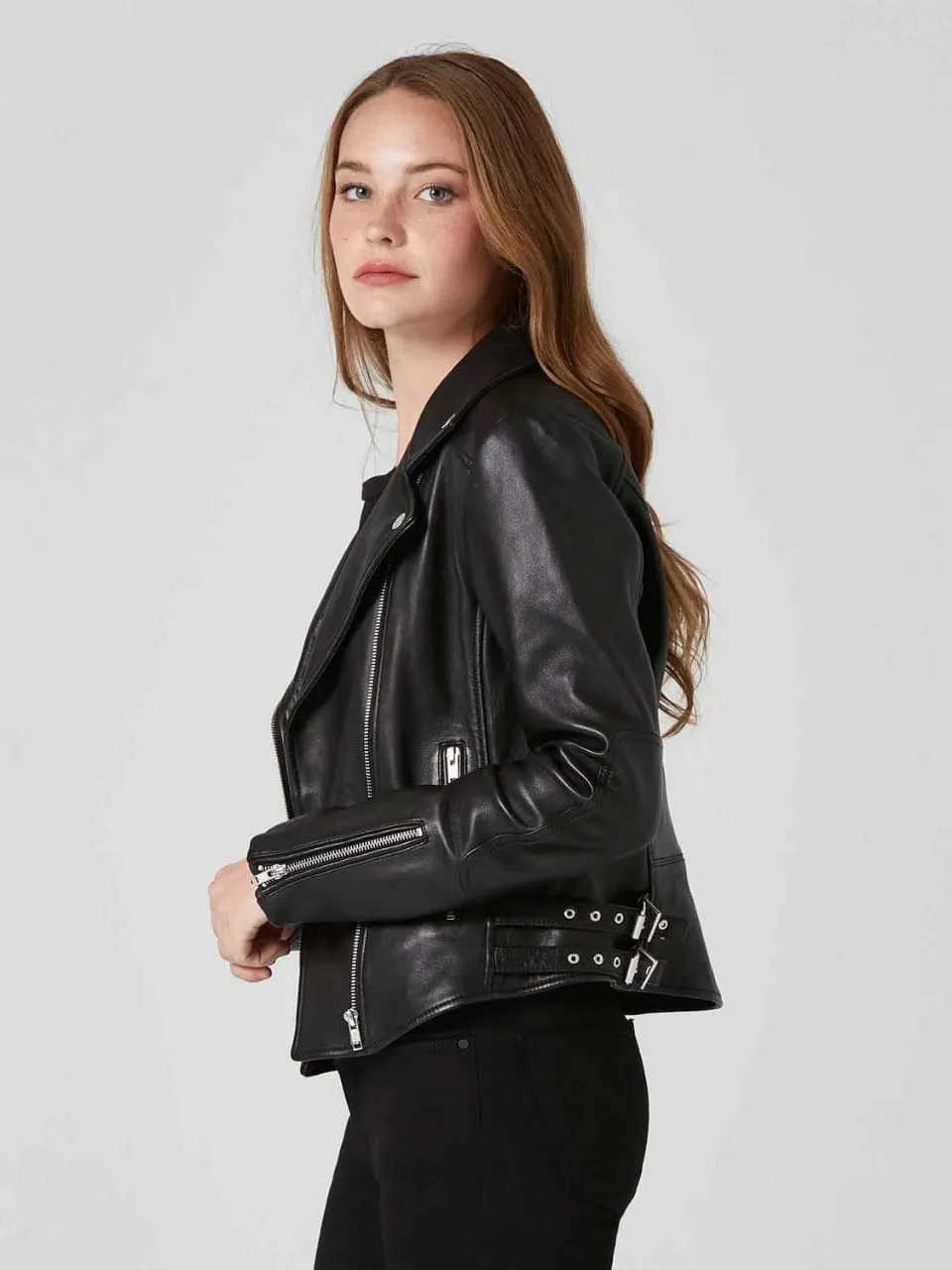 Women’s Black Sheepskin Leather Biker Jacket