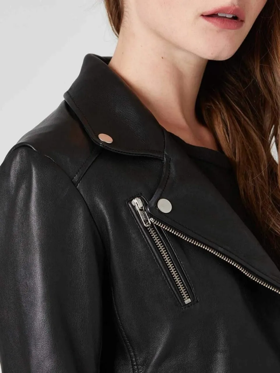 Women’s Black Sheepskin Leather Biker Jacket