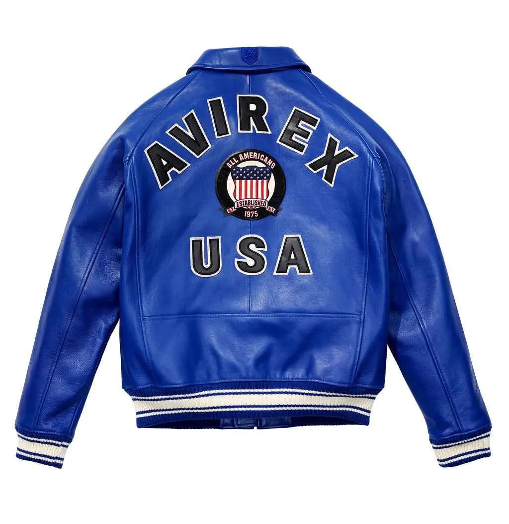 Womens Blue Avirex Leather Jacket