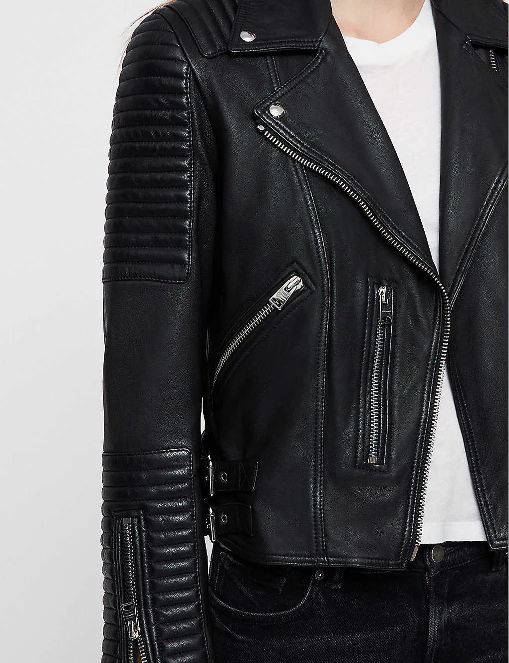 Women’s Genuine Black Sheepskin Leather Biker Jacket