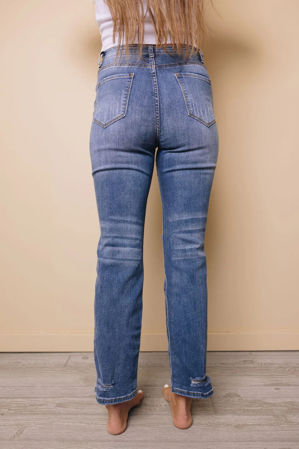 Zoey Distressed Straight Leg Jeans